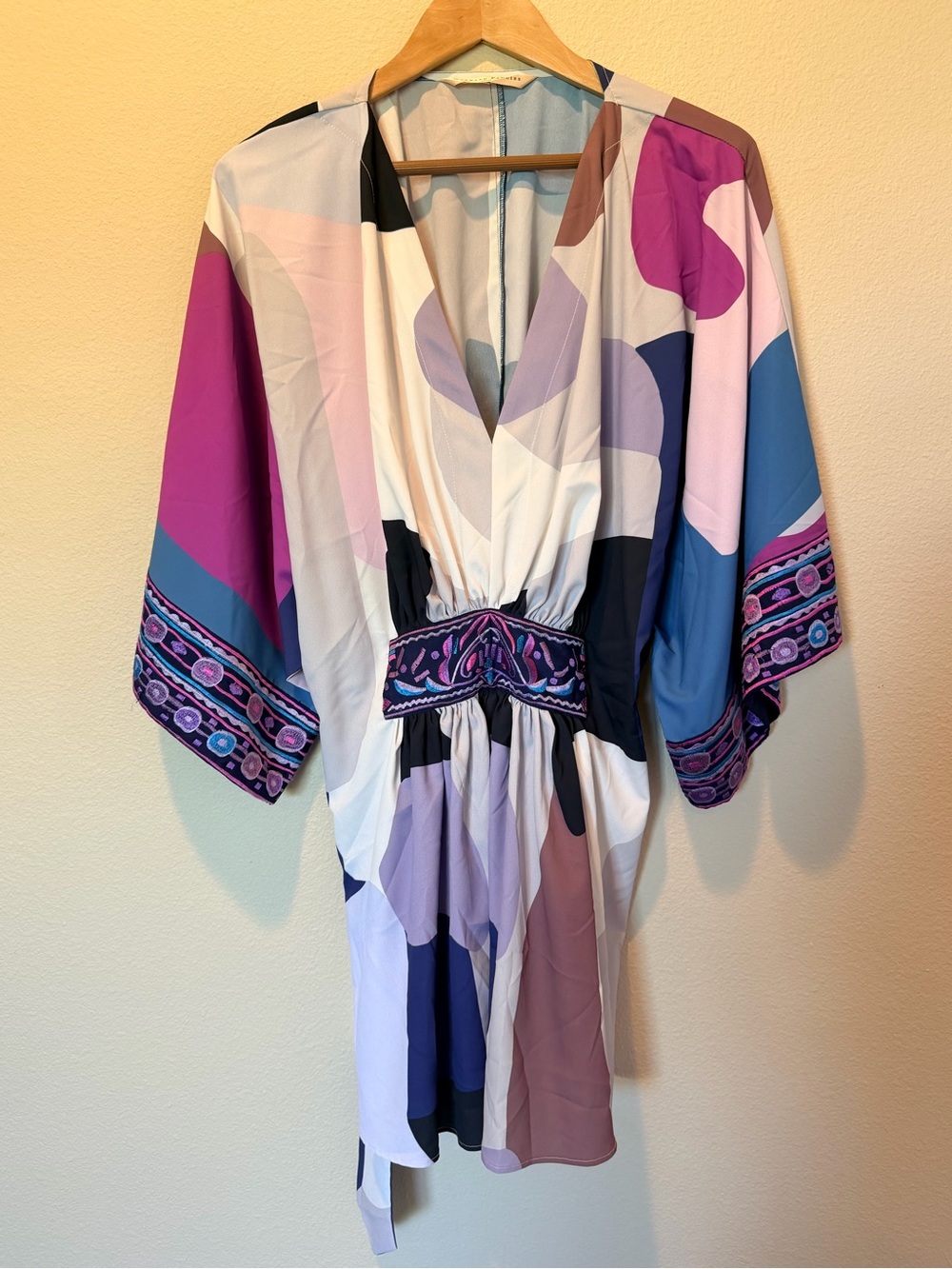 Wayward Fancies eShakti Abstract Print Kimono Wrap Style Dress NWOT #0280